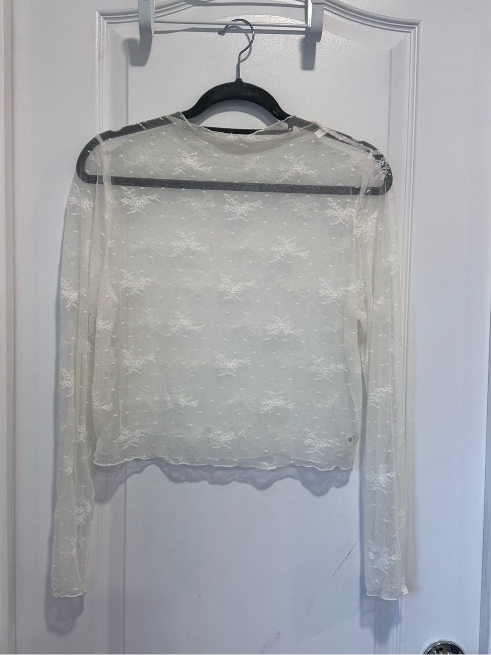 Aerie Level-Up Lace Layering T-shirt Long-Sleeve Top - White